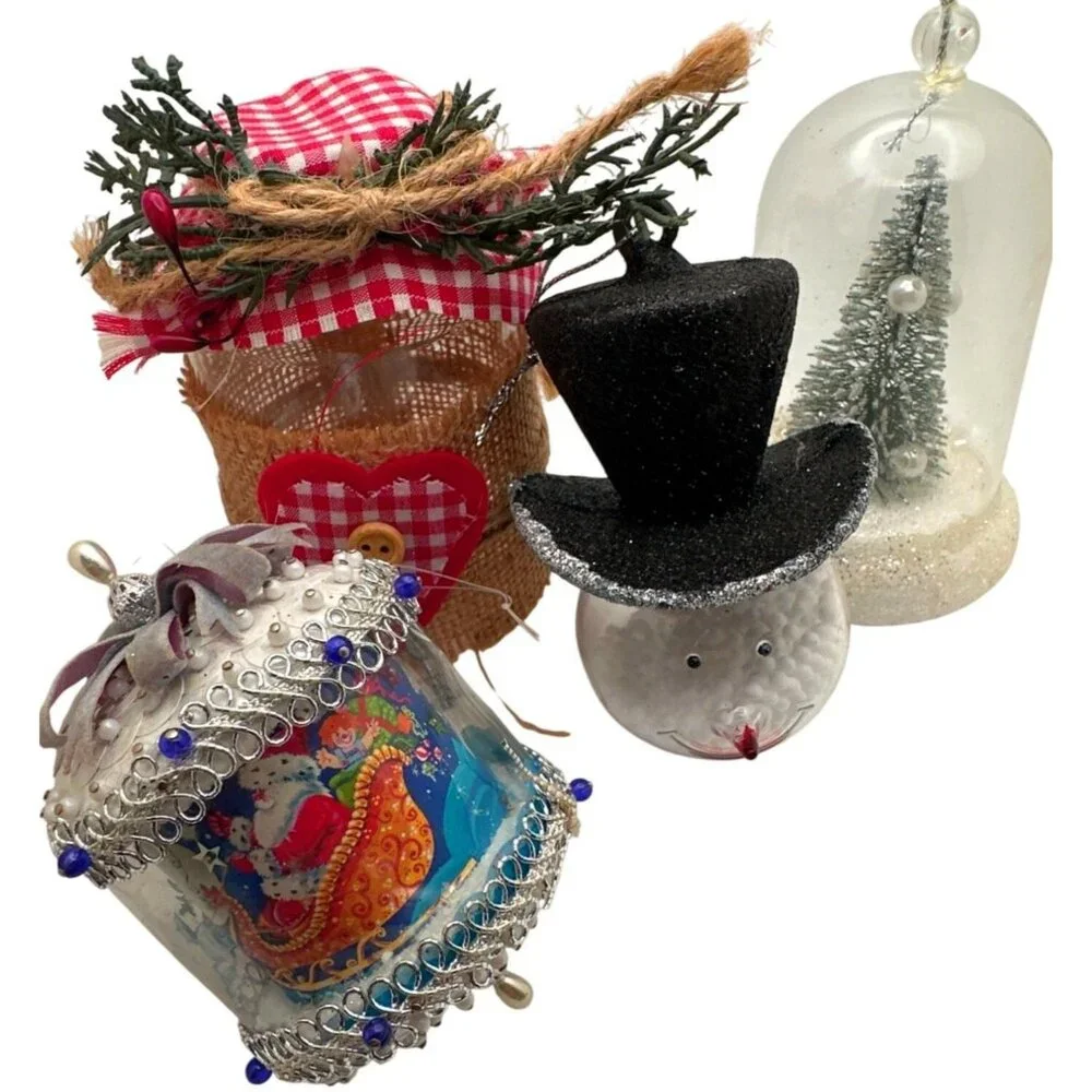 Vintage Christmas Tree Ornaments Holiday Season Lot of 4 Decor Gift Toppers - Picture 1 of 10